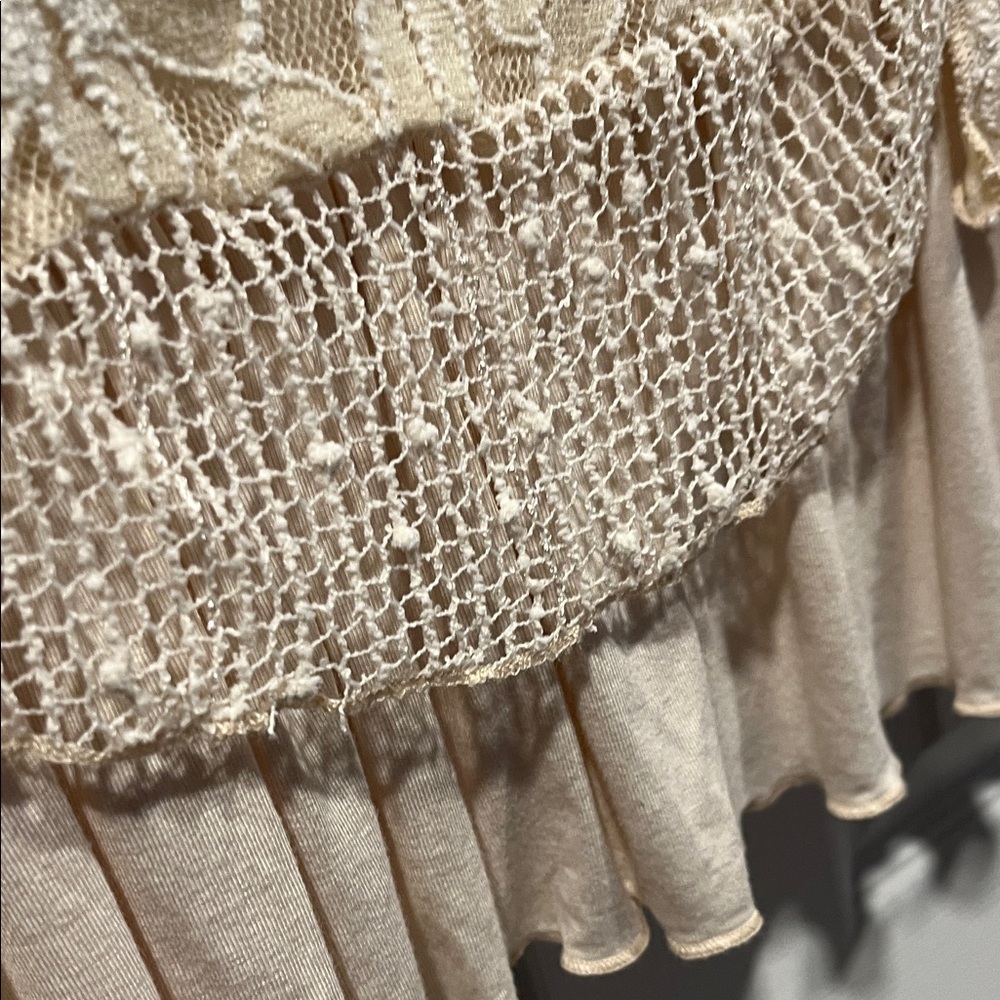 Tantrums Women’s Beige Y2K cottagecore bohemian Floral Lace Top Size XL. - Picture 8 of 16
